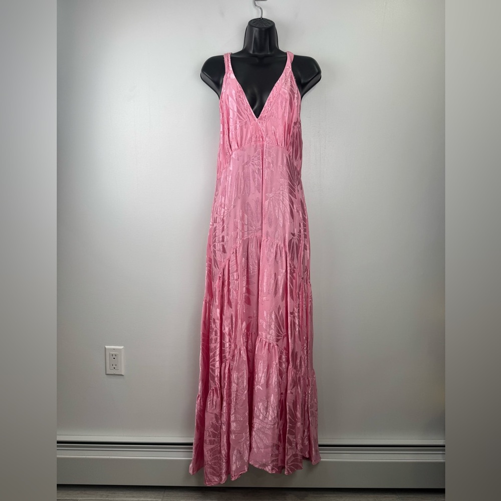 FARM Rio Pink V-Neck Floral Slip Maxi Dress